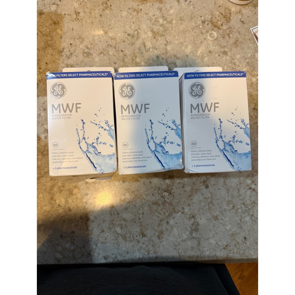 GE MWF Refrigerator Water Filter Lot of 3 Genuine Replacement Cartridge White